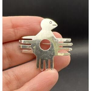 Ruth Ann Begay Navajo Seterling Silver Brooch Navajo Bird Southwestern Zia Sun